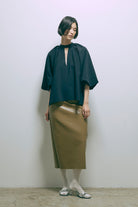 Flared Balloon Sleeve Blouse ネイビー model:170cm ANDO