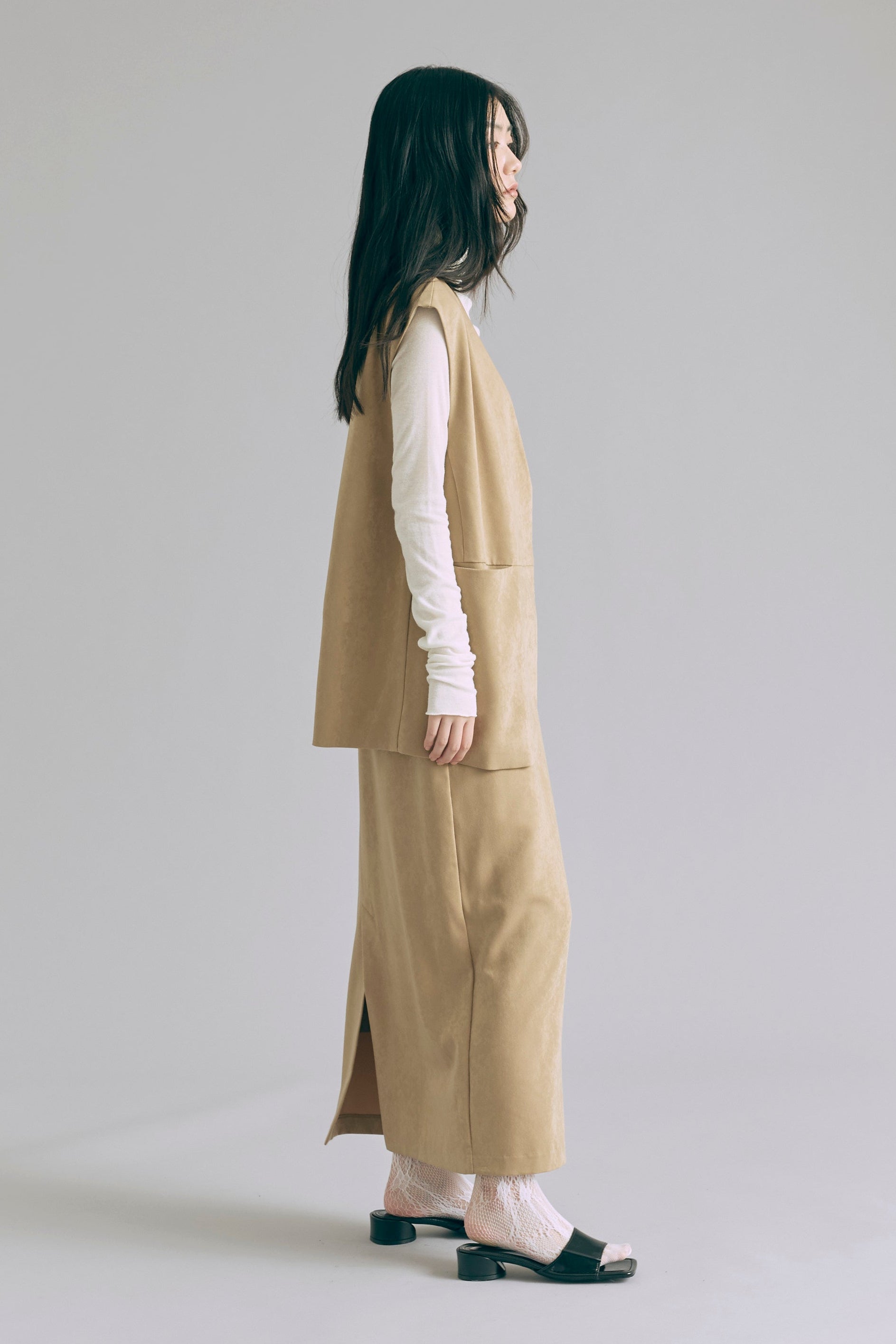 【Set Up】Faux Suede Gilet