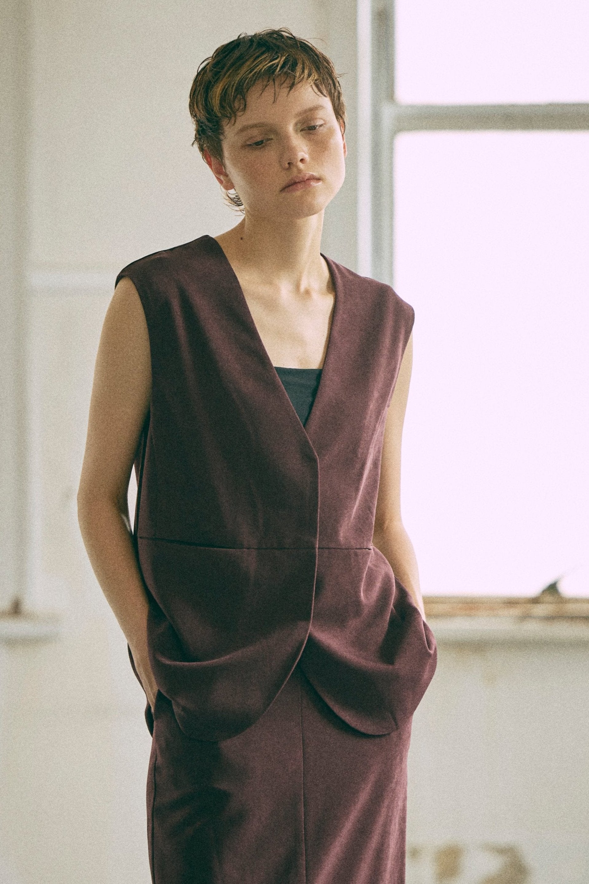 【Set Up】Faux Suede Gilet