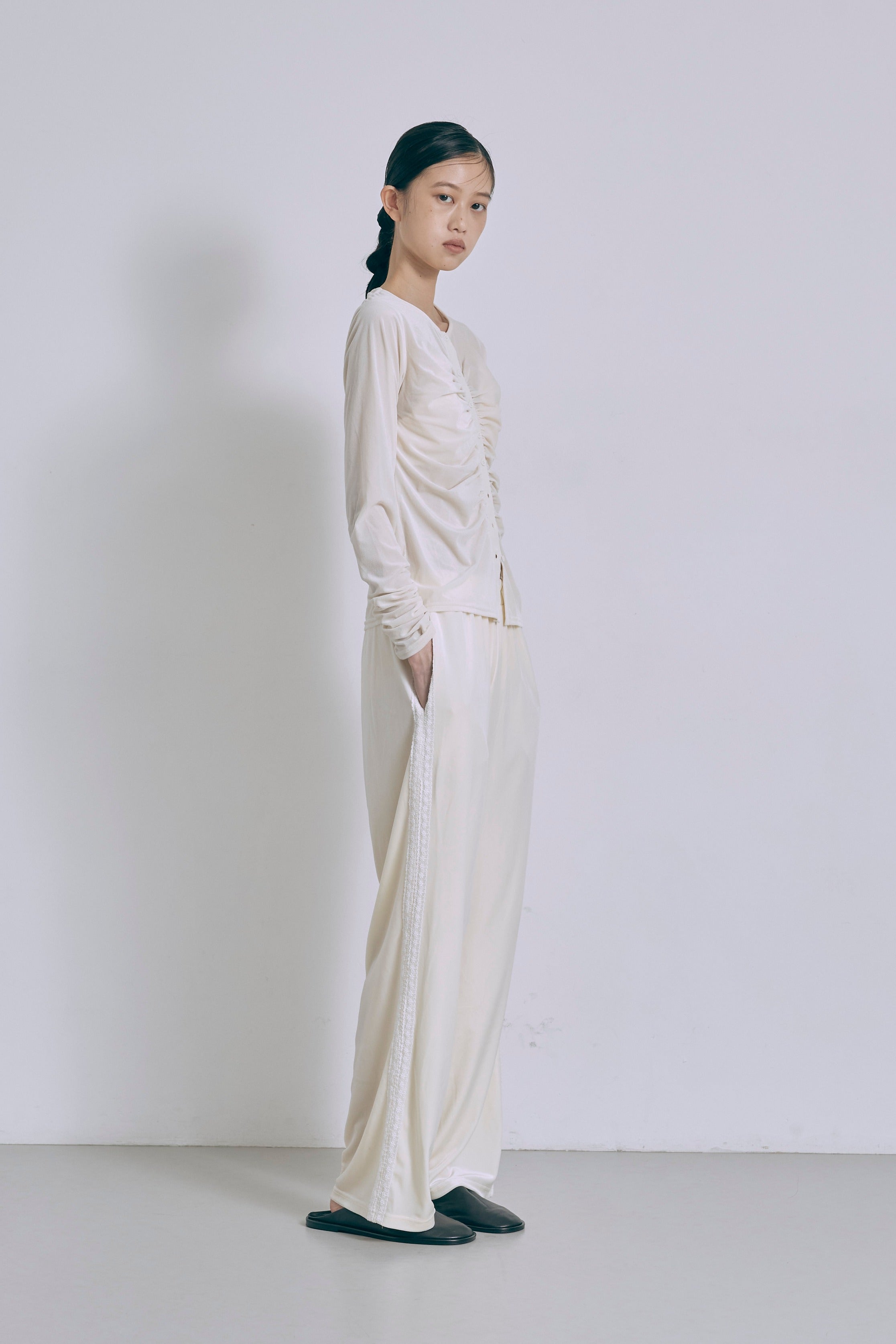 Side Lace Velour Easy Pants