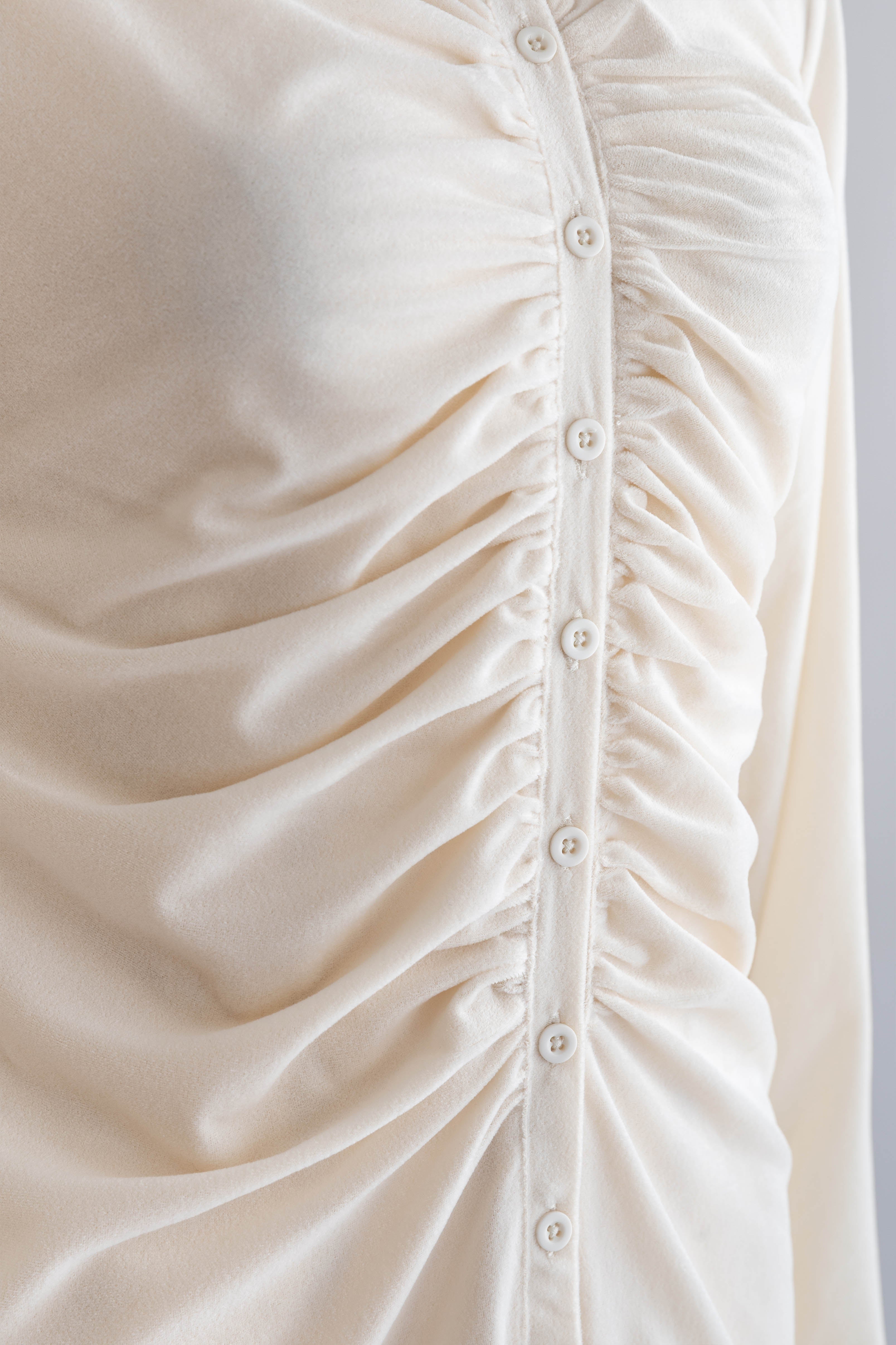 Sheer Velour Draped Cardigan