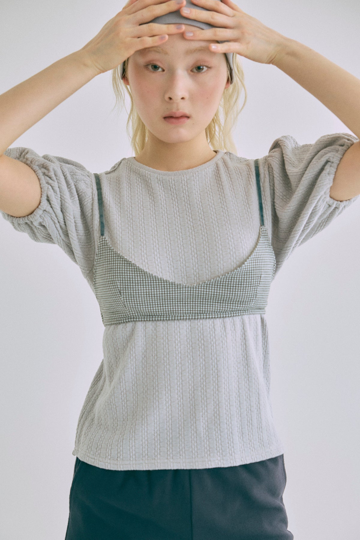 Textured Mini Tops ライトグレー size:F model:162cm MIU