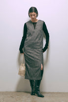 Flocked Tulle Back Open Top ブラック