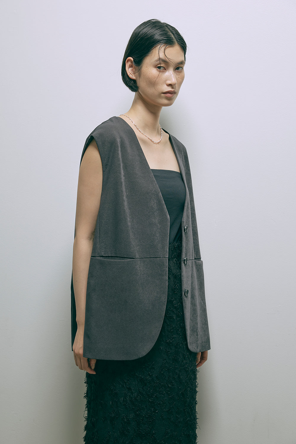 【Set Up】Faux Suede Gilet