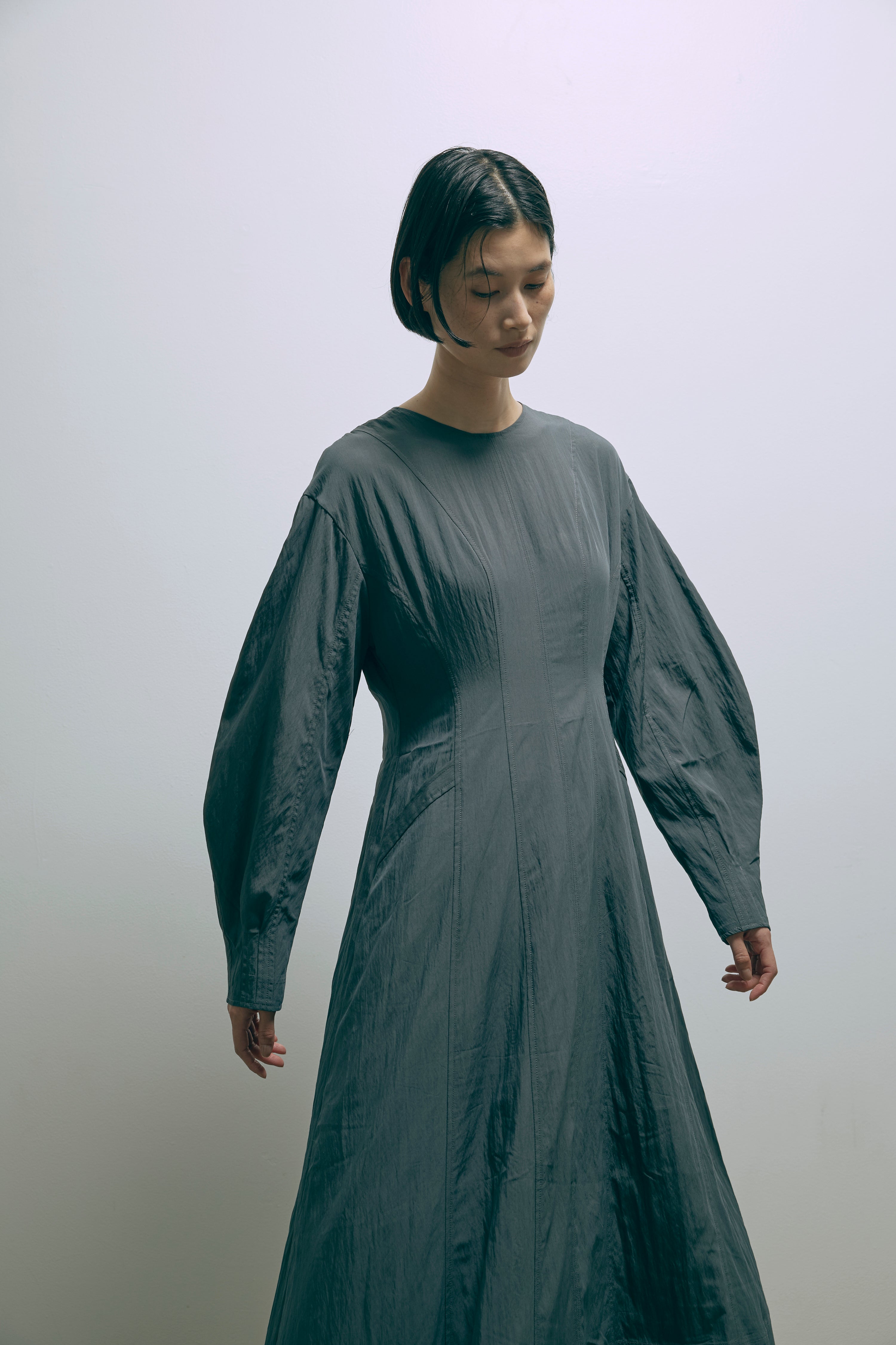Volume Sleeve Soft Flare Dress