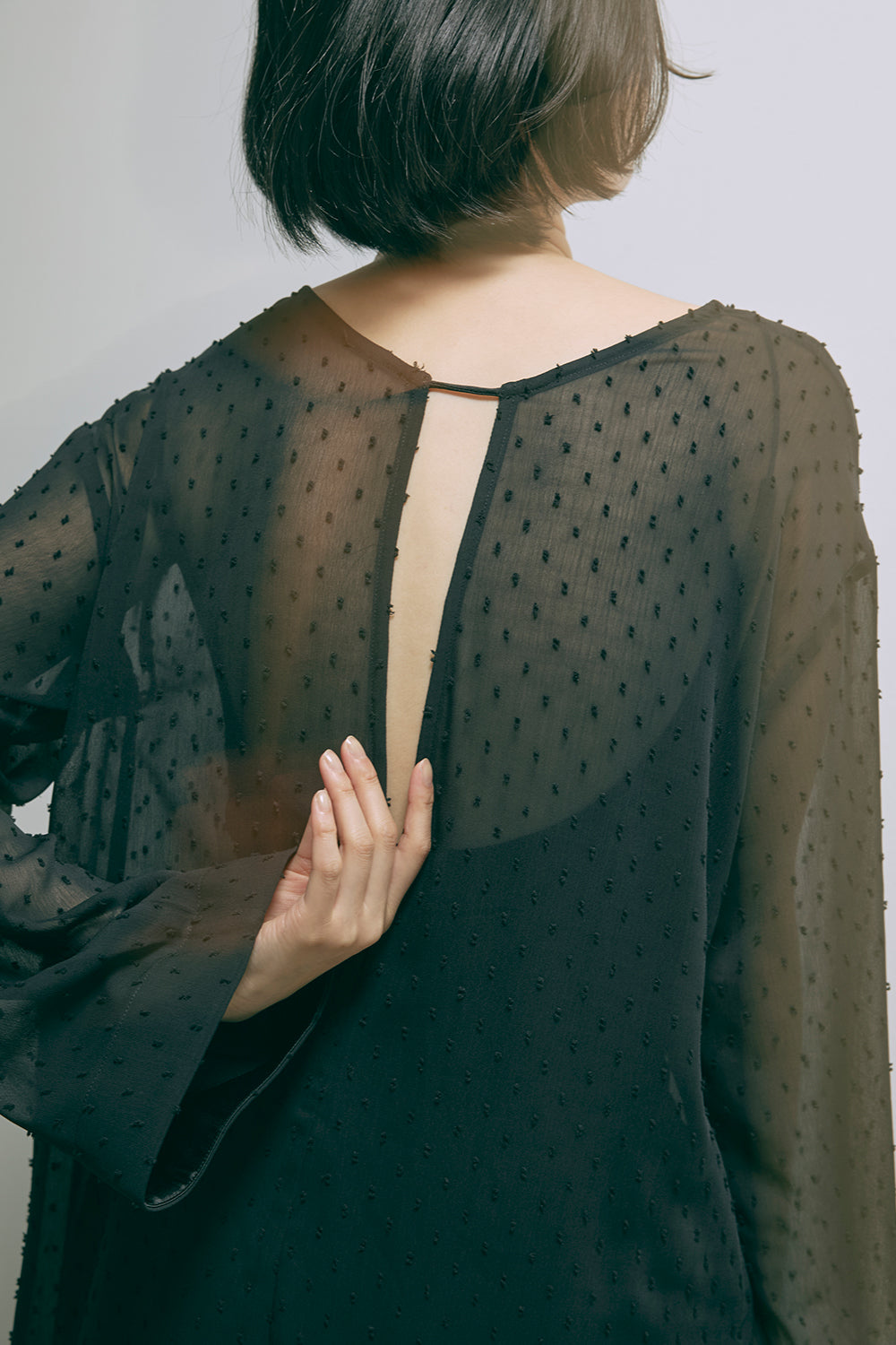 Sheer Dot Tunic ブラック model:170cm ANDO