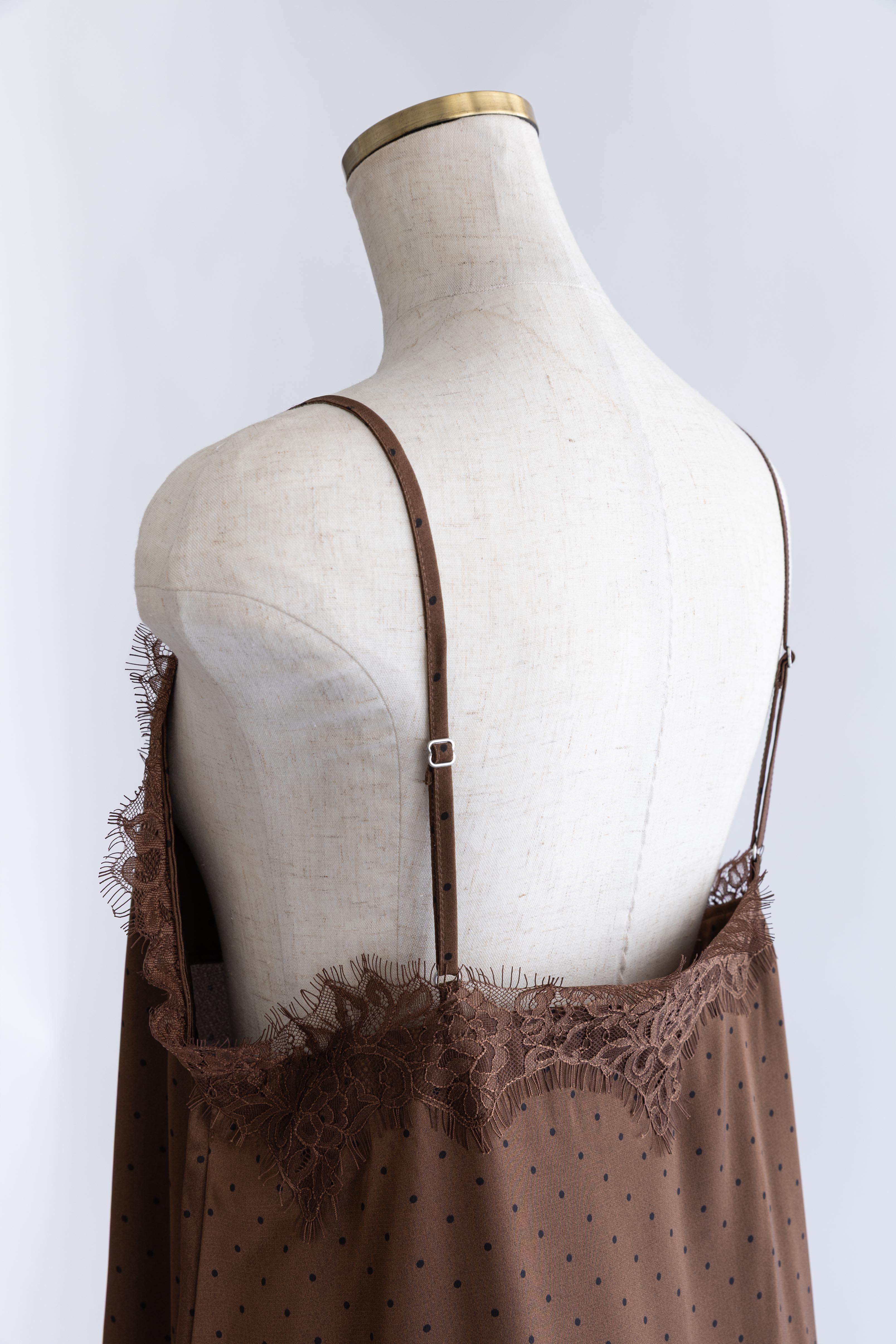 Polka Dot Satin Lace Cami Dress