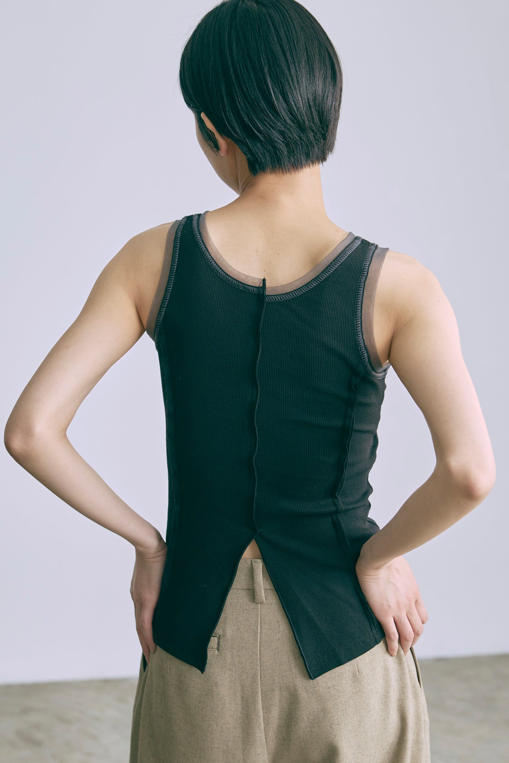 Tulle Piping Tank Top