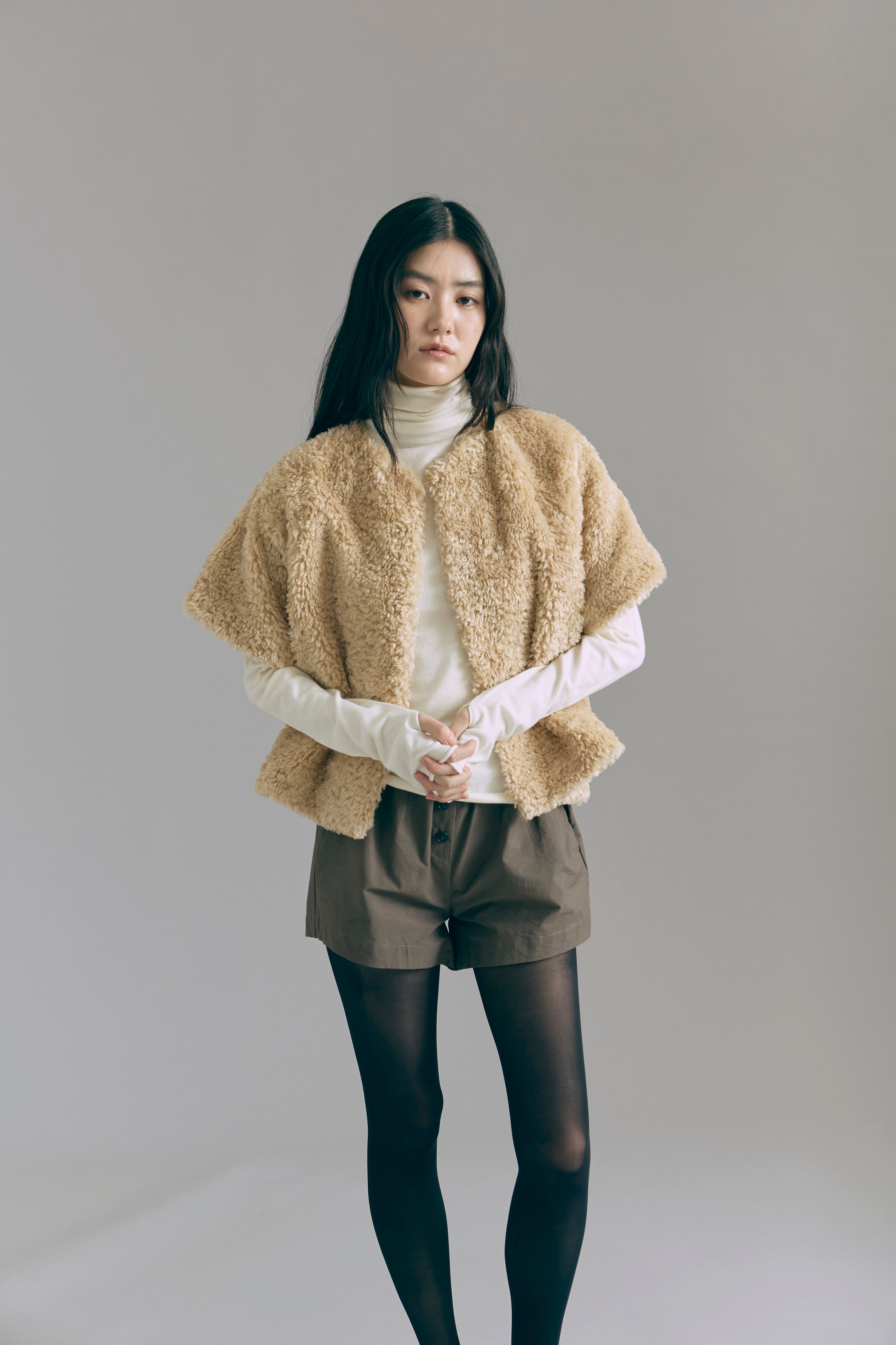 Short Sleeve Fur Jacket