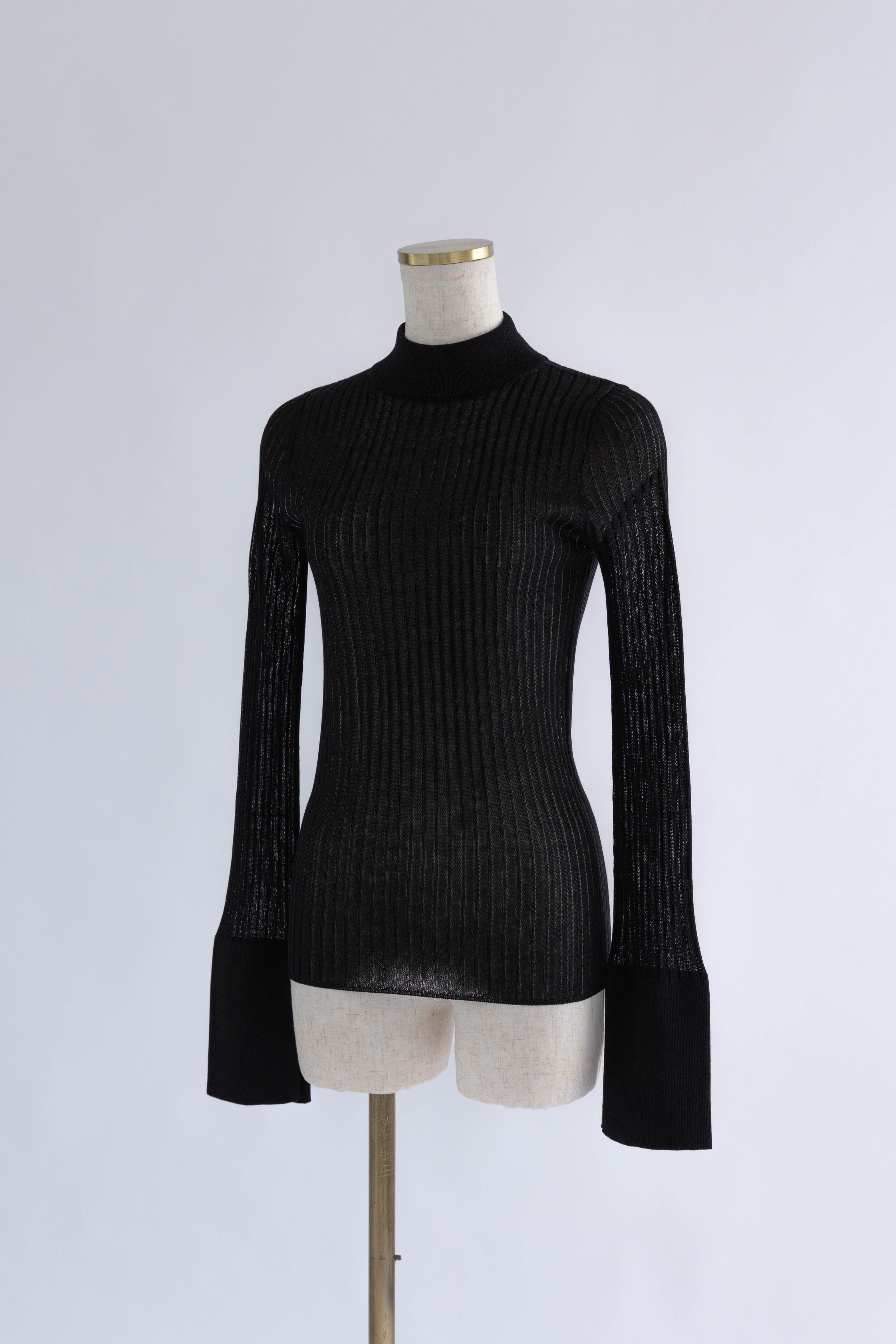 Bottleneck Sheer Rib Knit