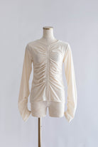 Sheer Velour Draped Cardigan アイボリー