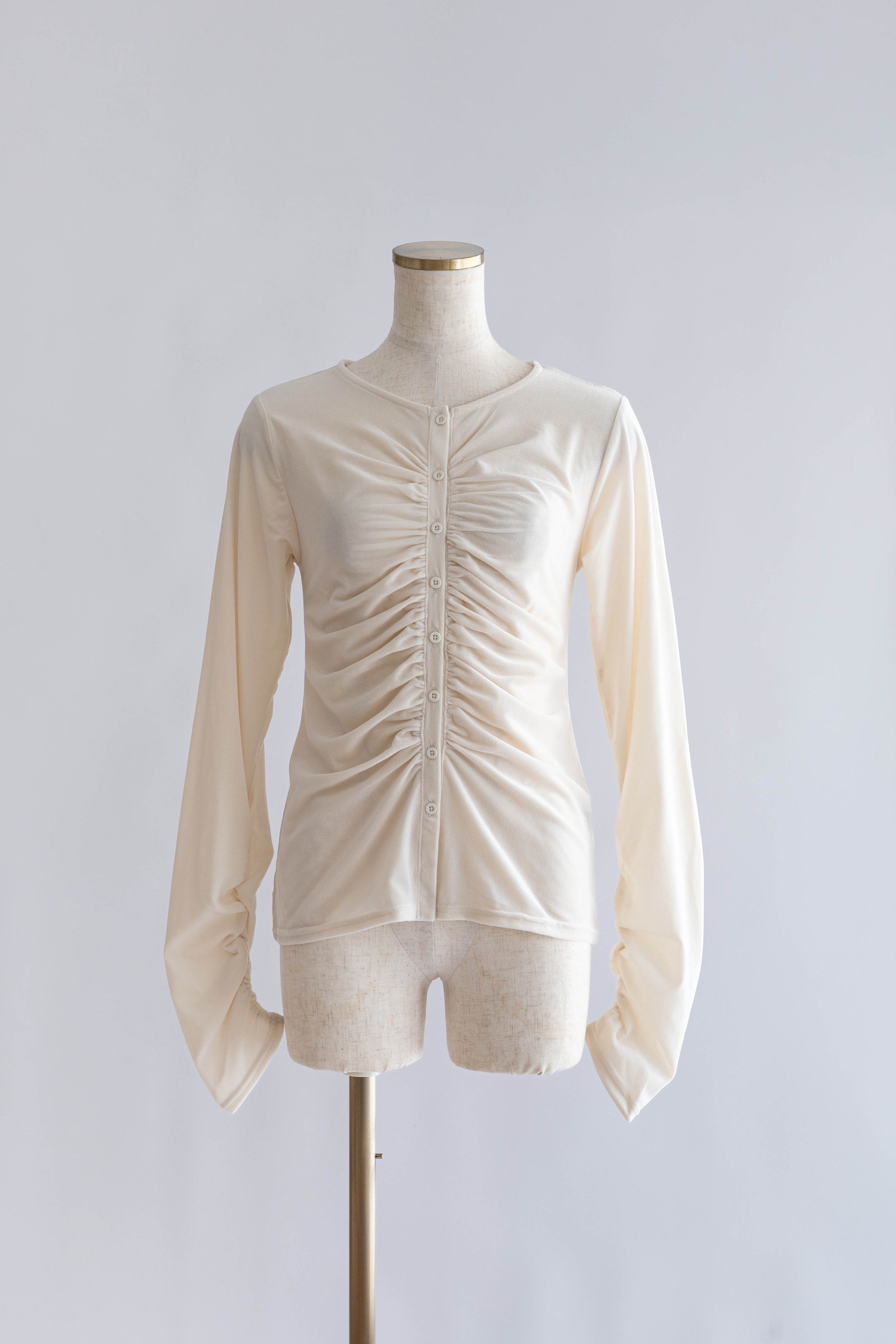 Sheer Velour Draped Cardigan アイボリー