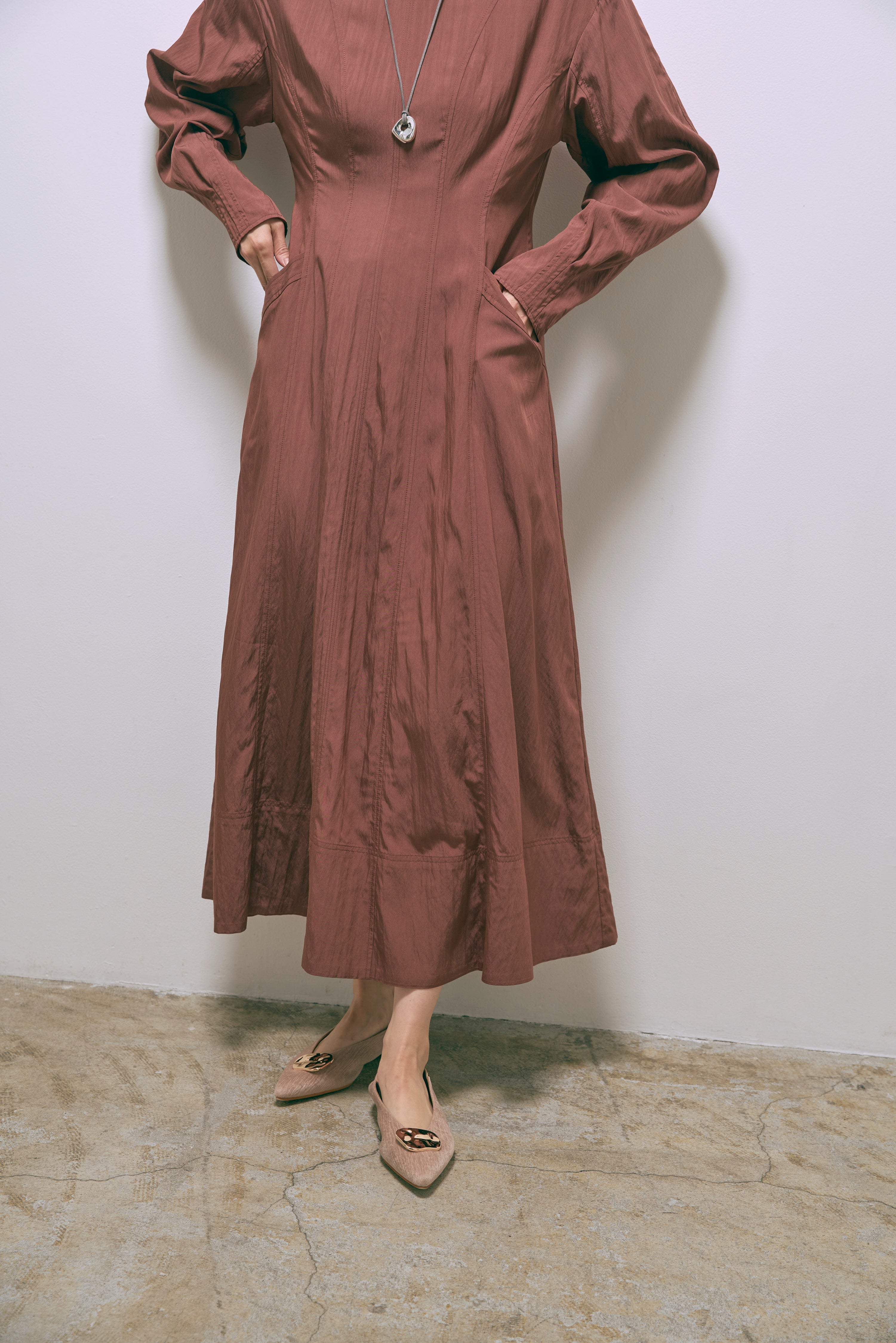 Volume Sleeve Soft Flare Dress
