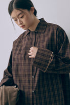 Satin Piping Checked Pajama Shirt