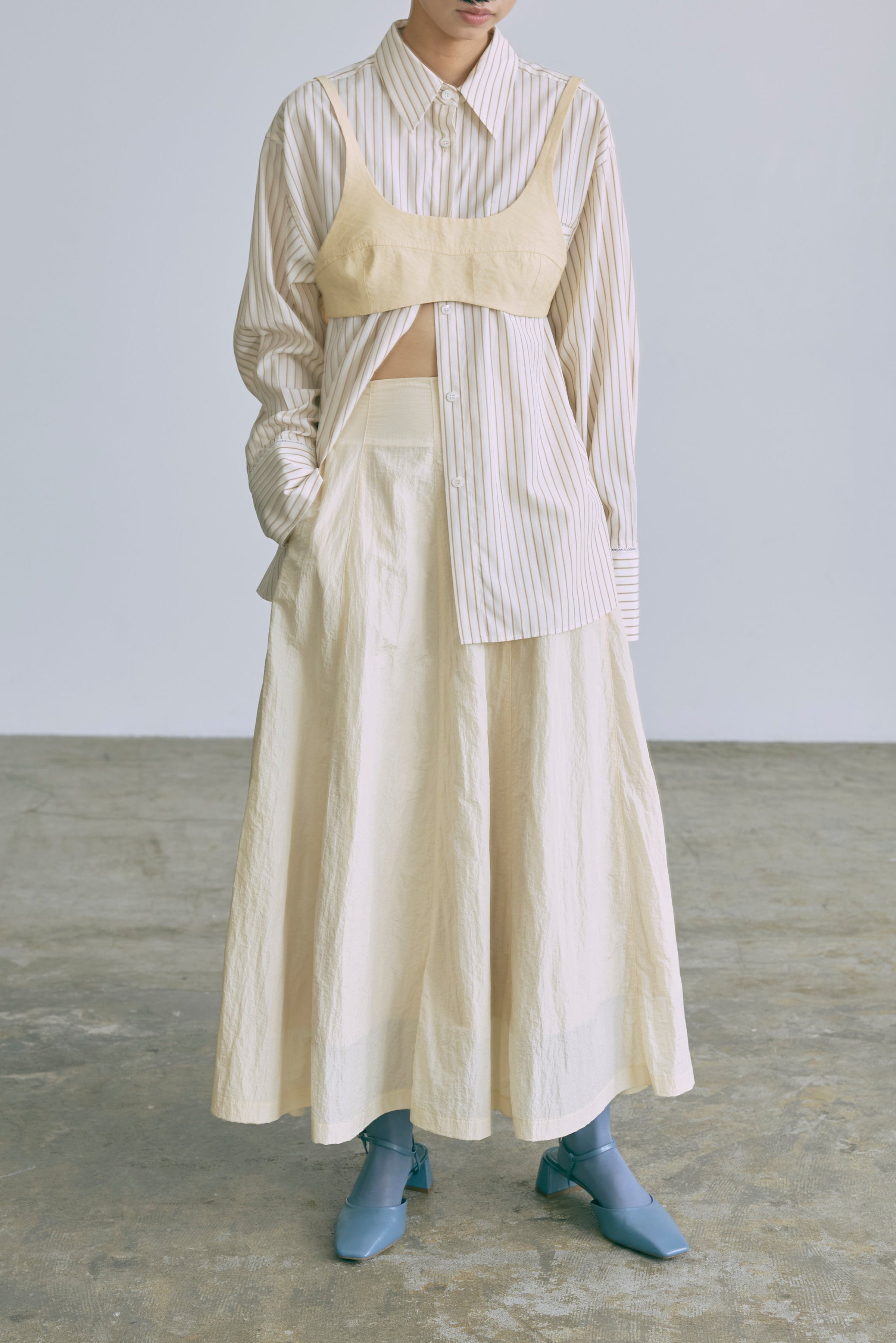 Nylon Taffeta Flared Skirt