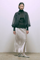 Acetate Satin Narrow Skirt グレージュ size:F model:170cm ANDO