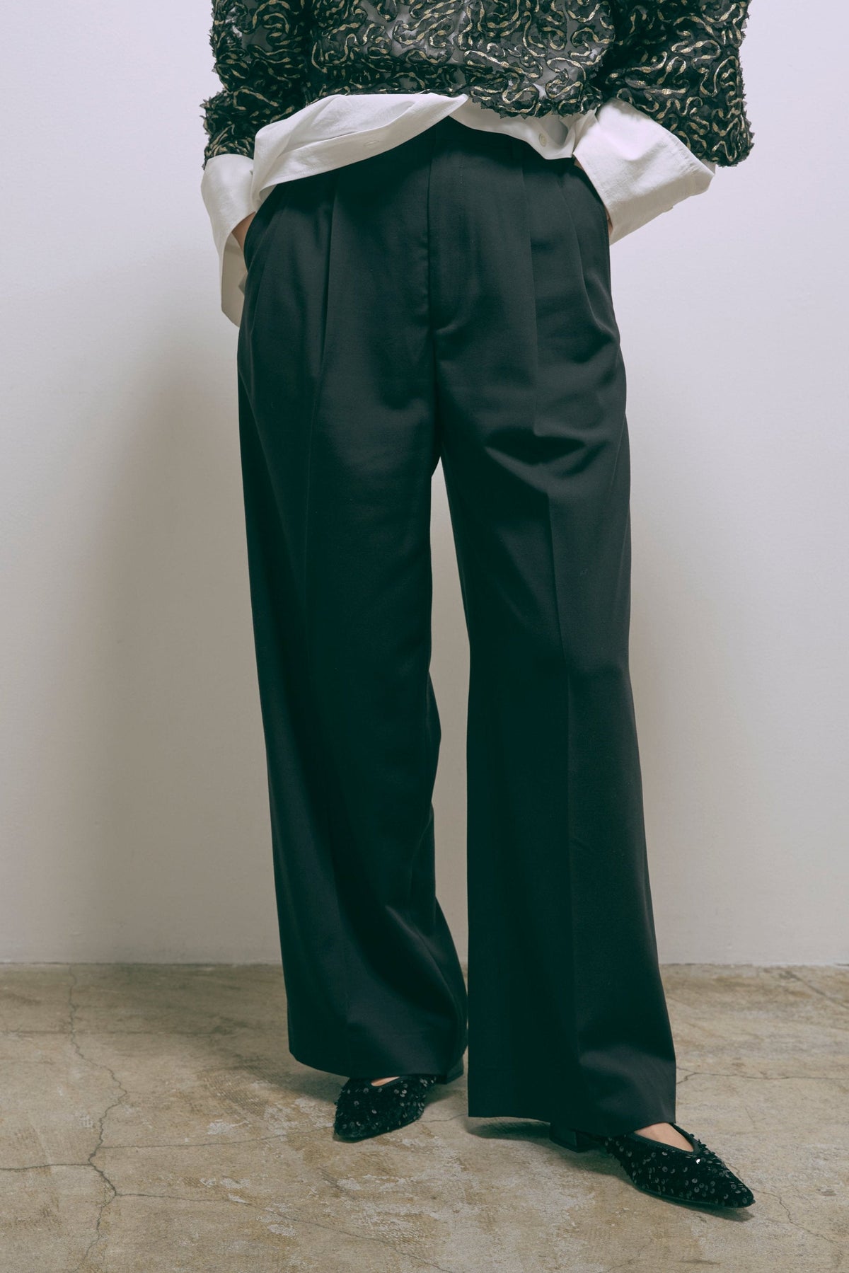 【Set Up】Semi-Wide Trousers ブラック