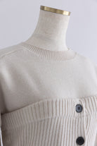 Crewneck Knit ＆ Rib Knit Bustier Set