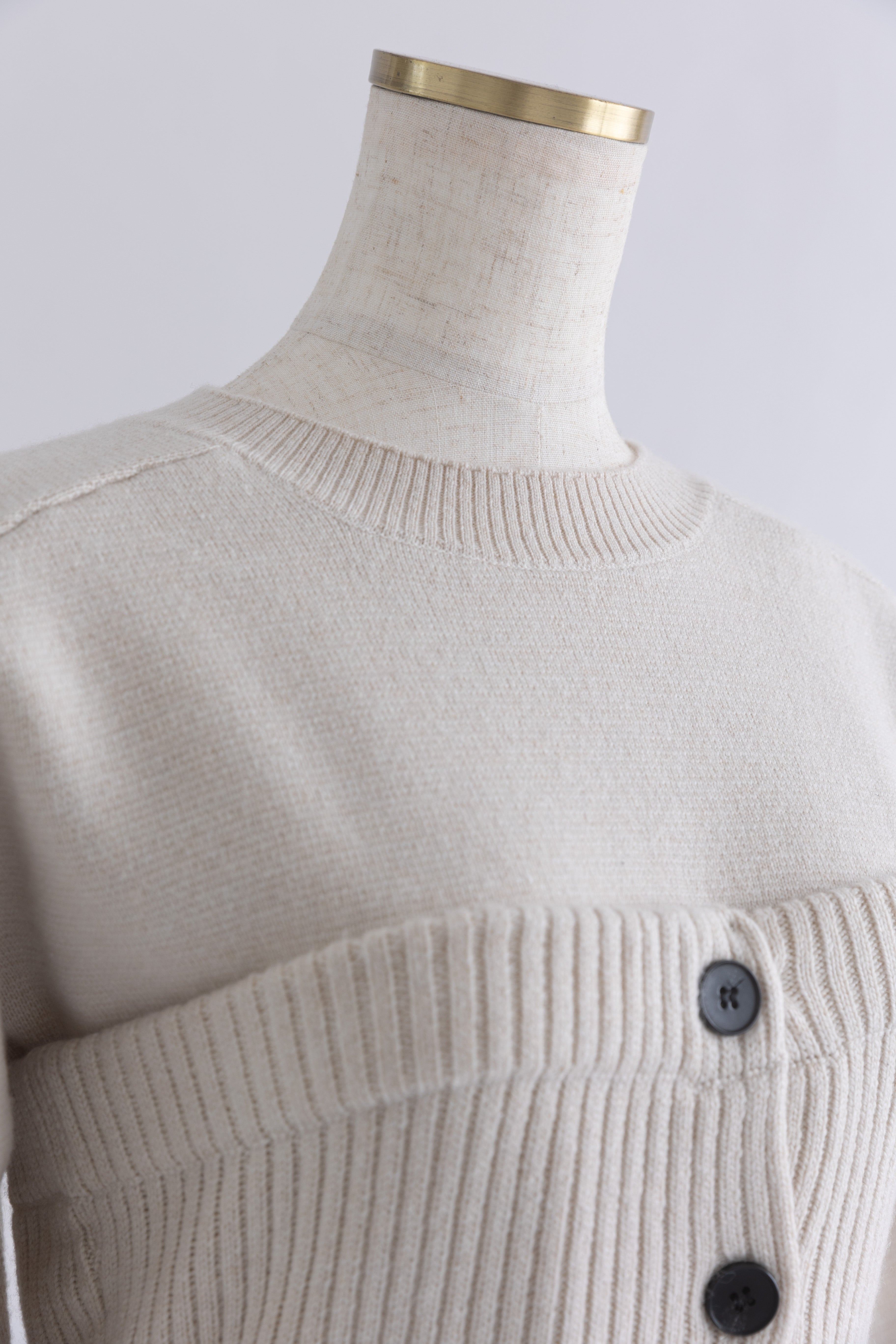 Crewneck Knit ＆ Rib Knit Bustier Set
