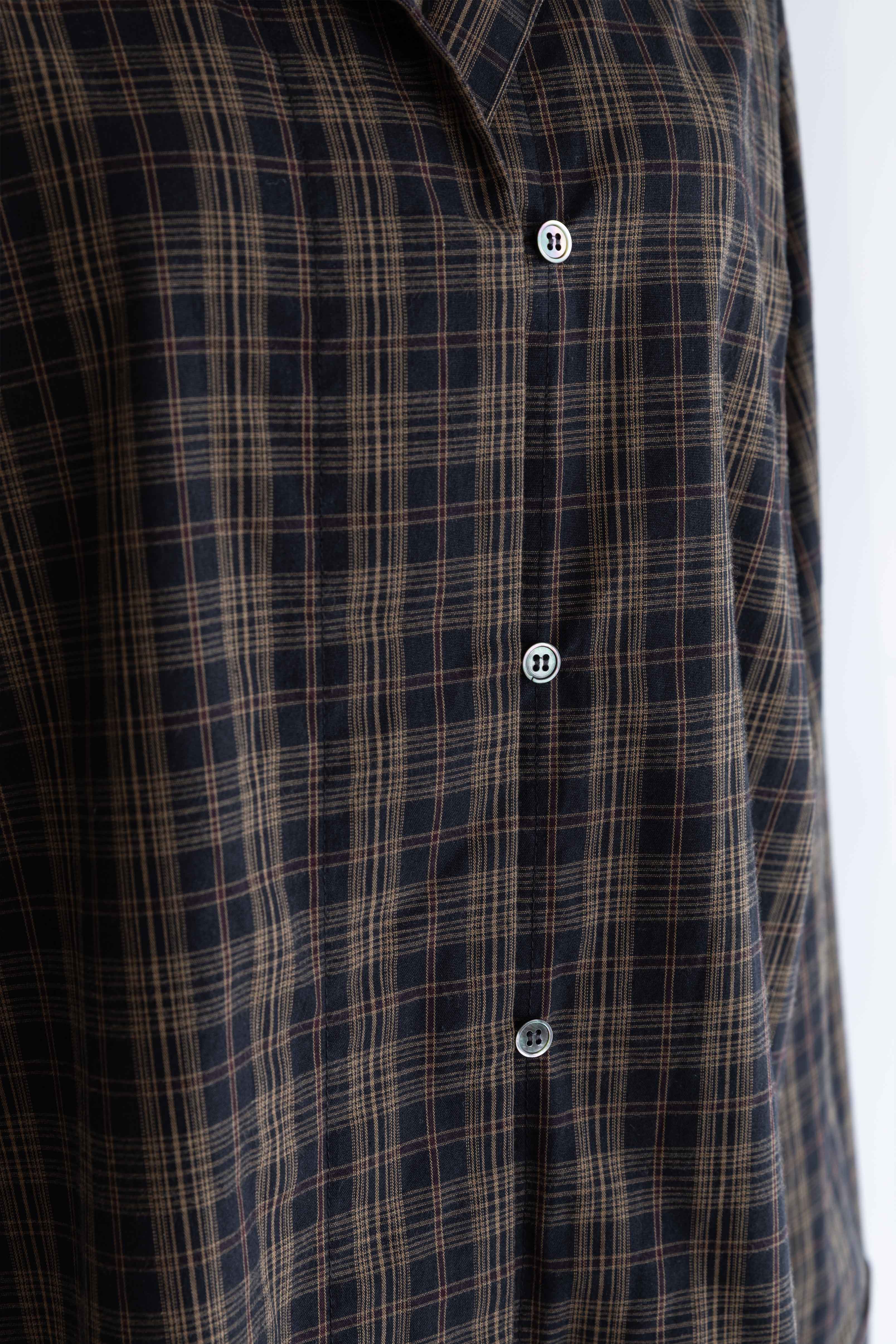 Satin Piping Checked Pajama Shirt