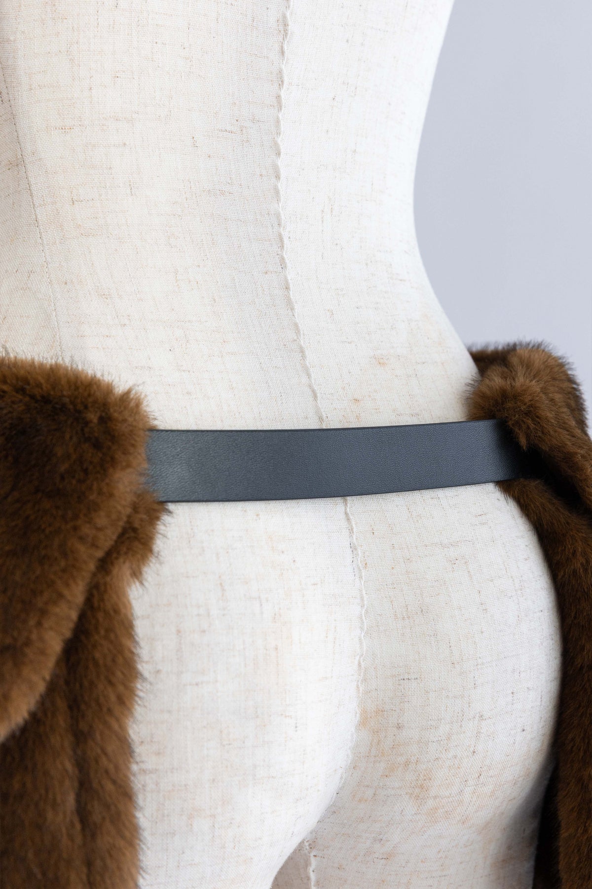 Faux Fur Pocket Belt ブラウン
