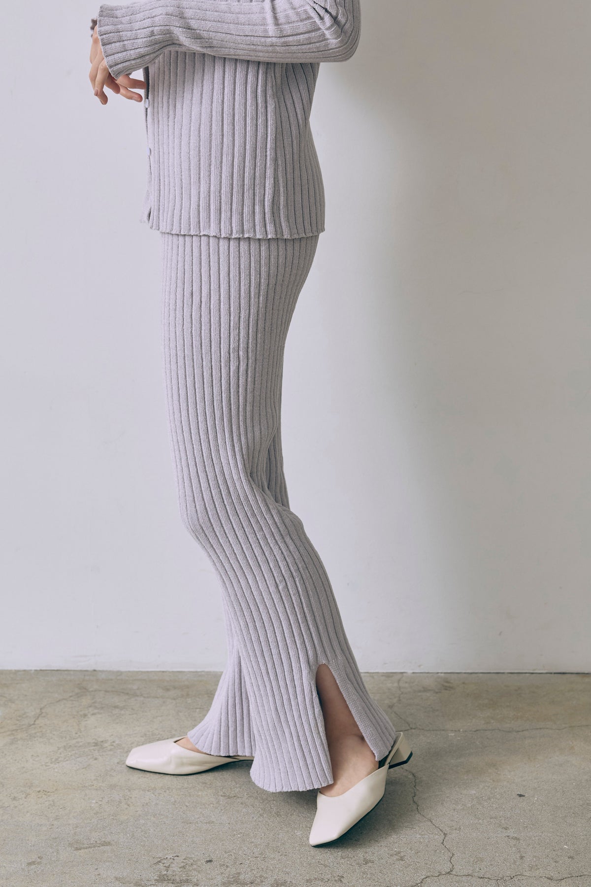 【Set Up】Chenille Rib Flared Pants パープル