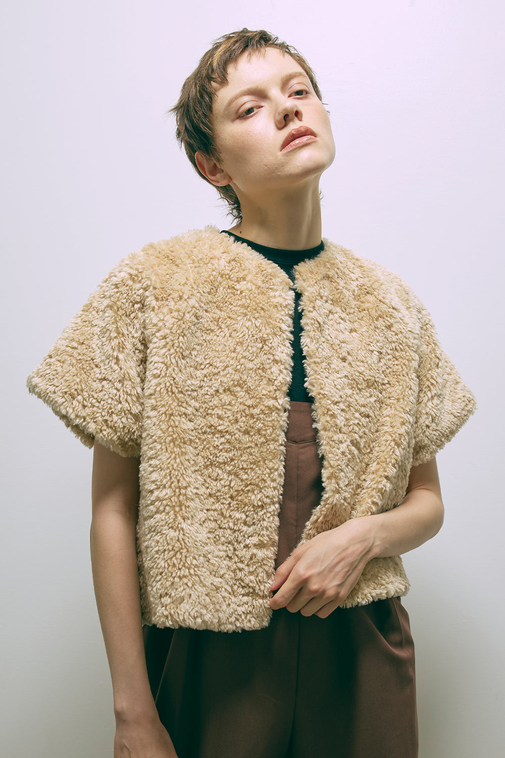 Short Sleeve Fur Jacket