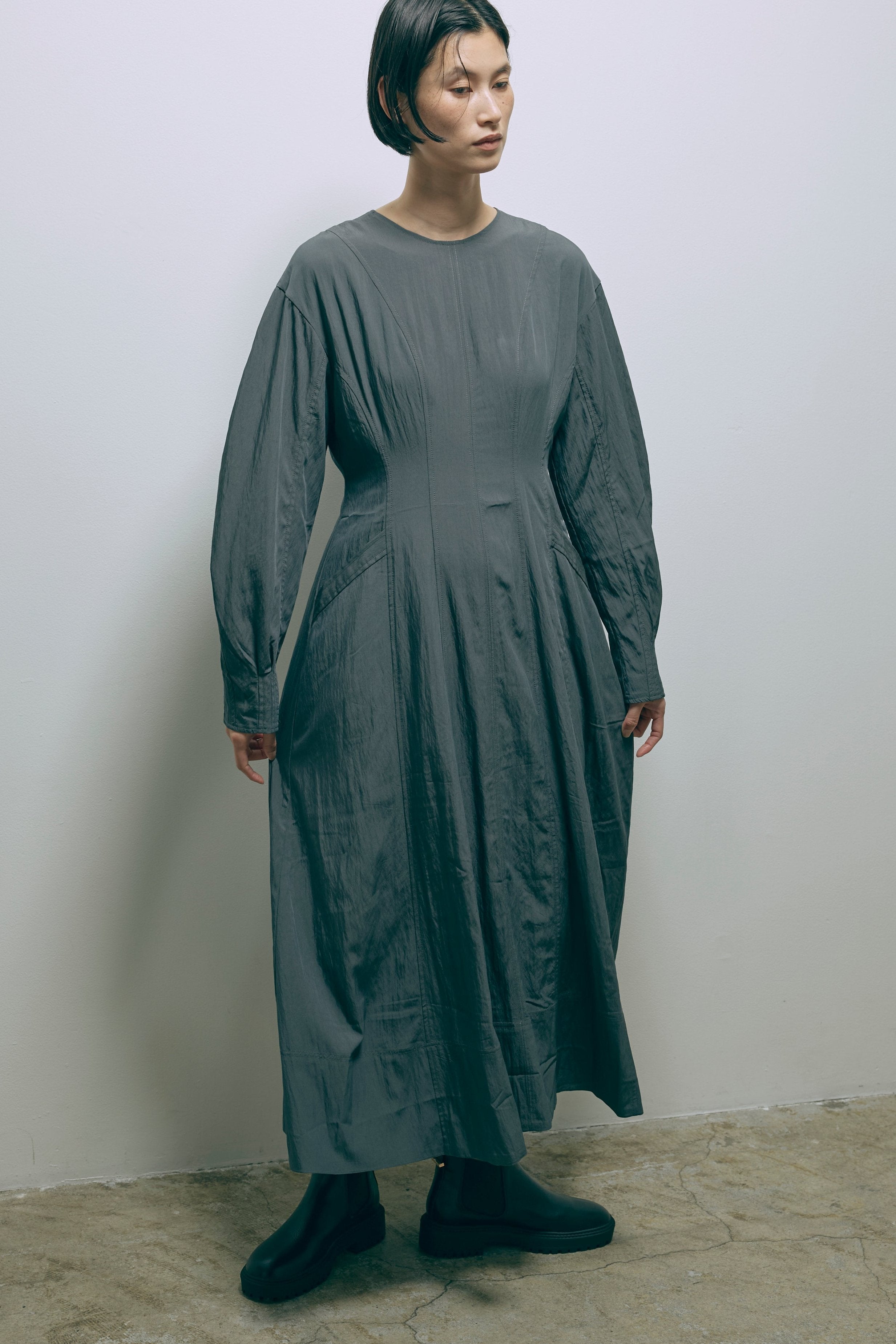 Volume Sleeve Soft Flare Dress