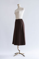 Satin Tuck Pleated Skirt ブラウン