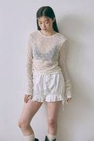 Mesh Lace Open Back Top