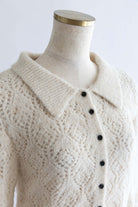 Mohair-Like Open Knit Polo アイボリー