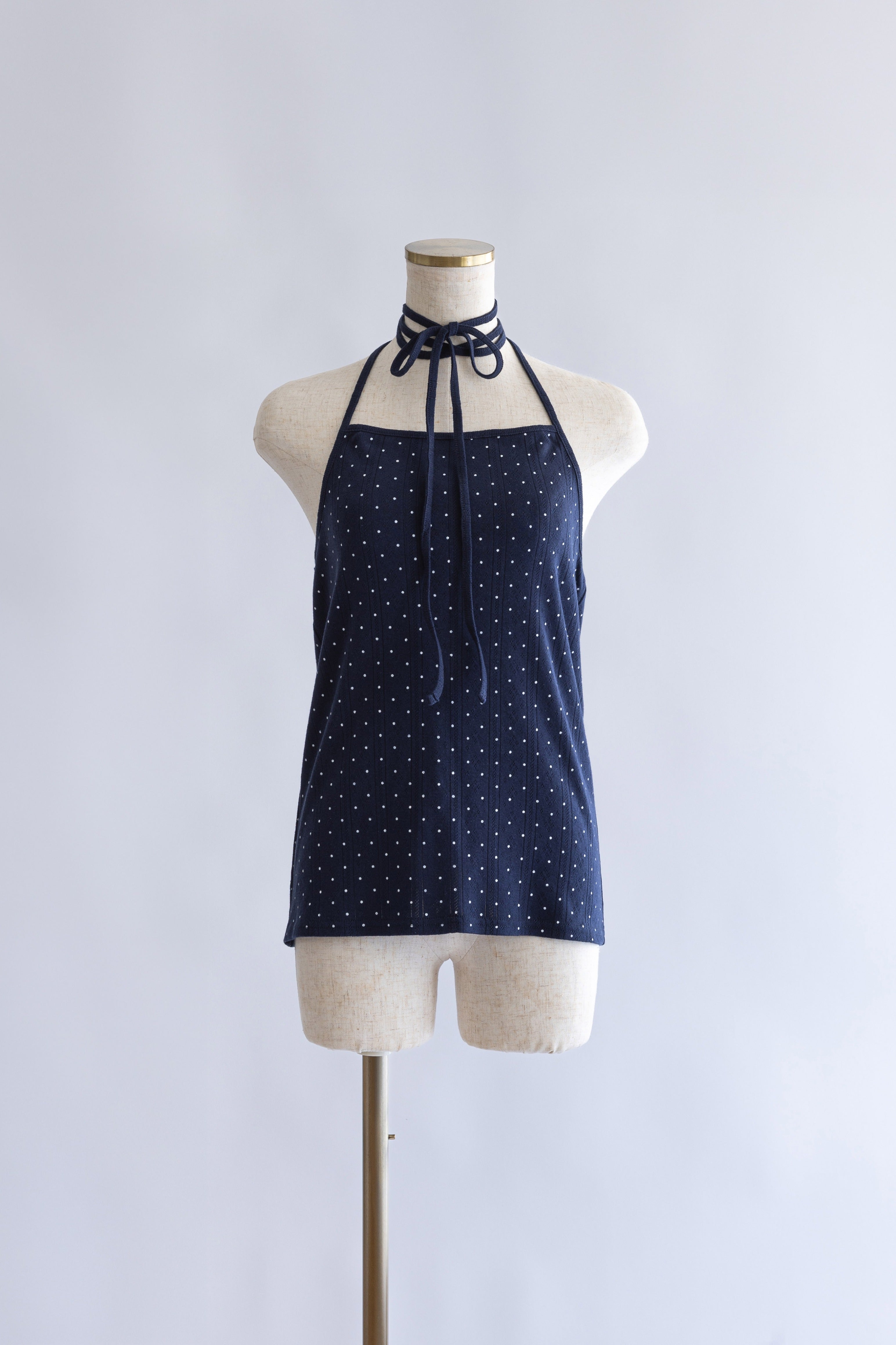 Powder Dot Halter Cami ネイビー