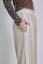 Side Lace Velour Easy Pants