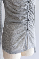 Soft Sheer Gathered Cardigan 杢グレー