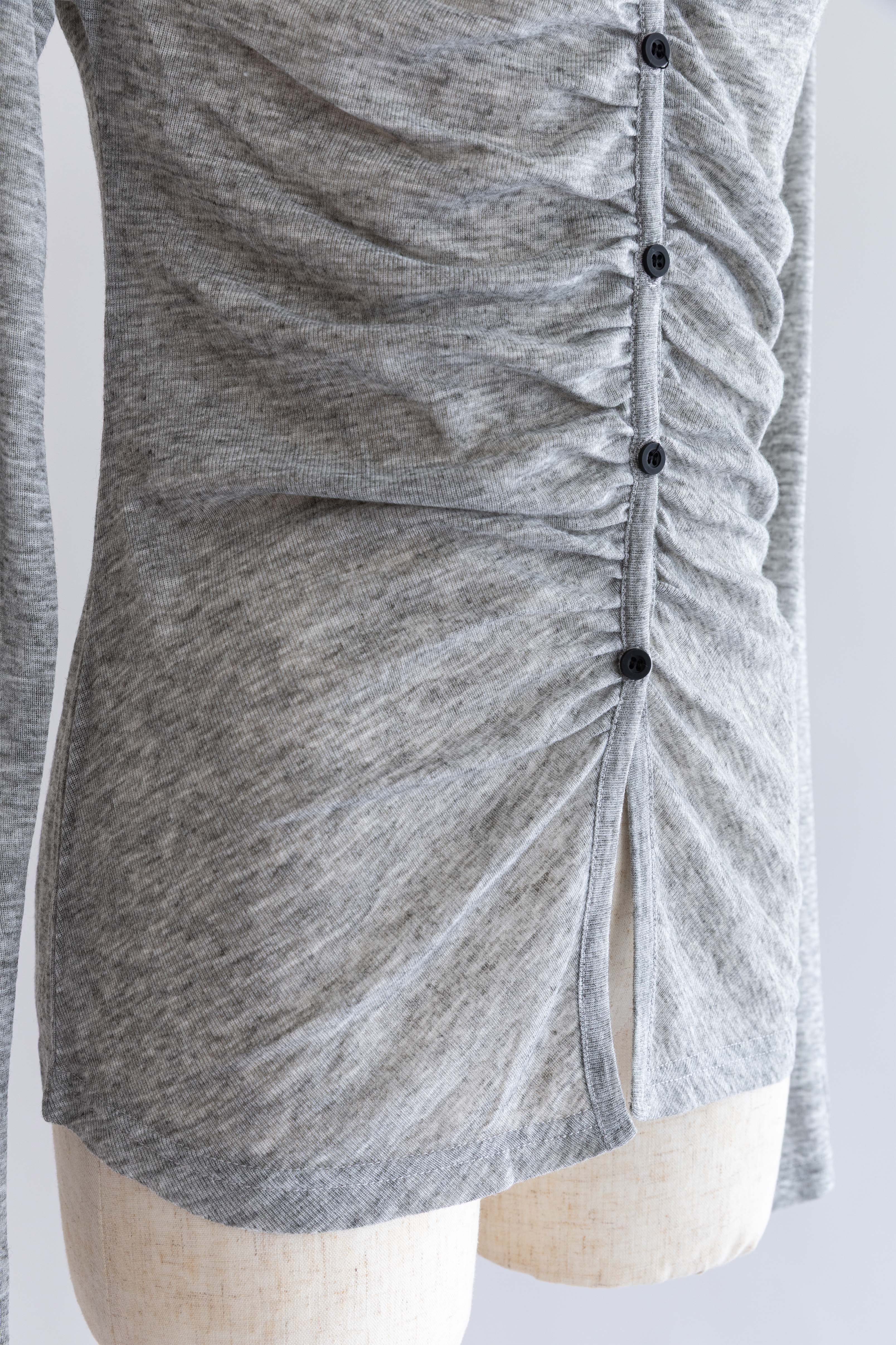 Soft Sheer Gathered Cardigan 杢グレー