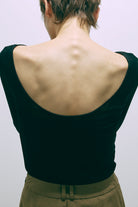 Flocked Tulle Back Open Top ブラック