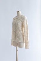 Mohair-Like Open Knit Polo アイボリー