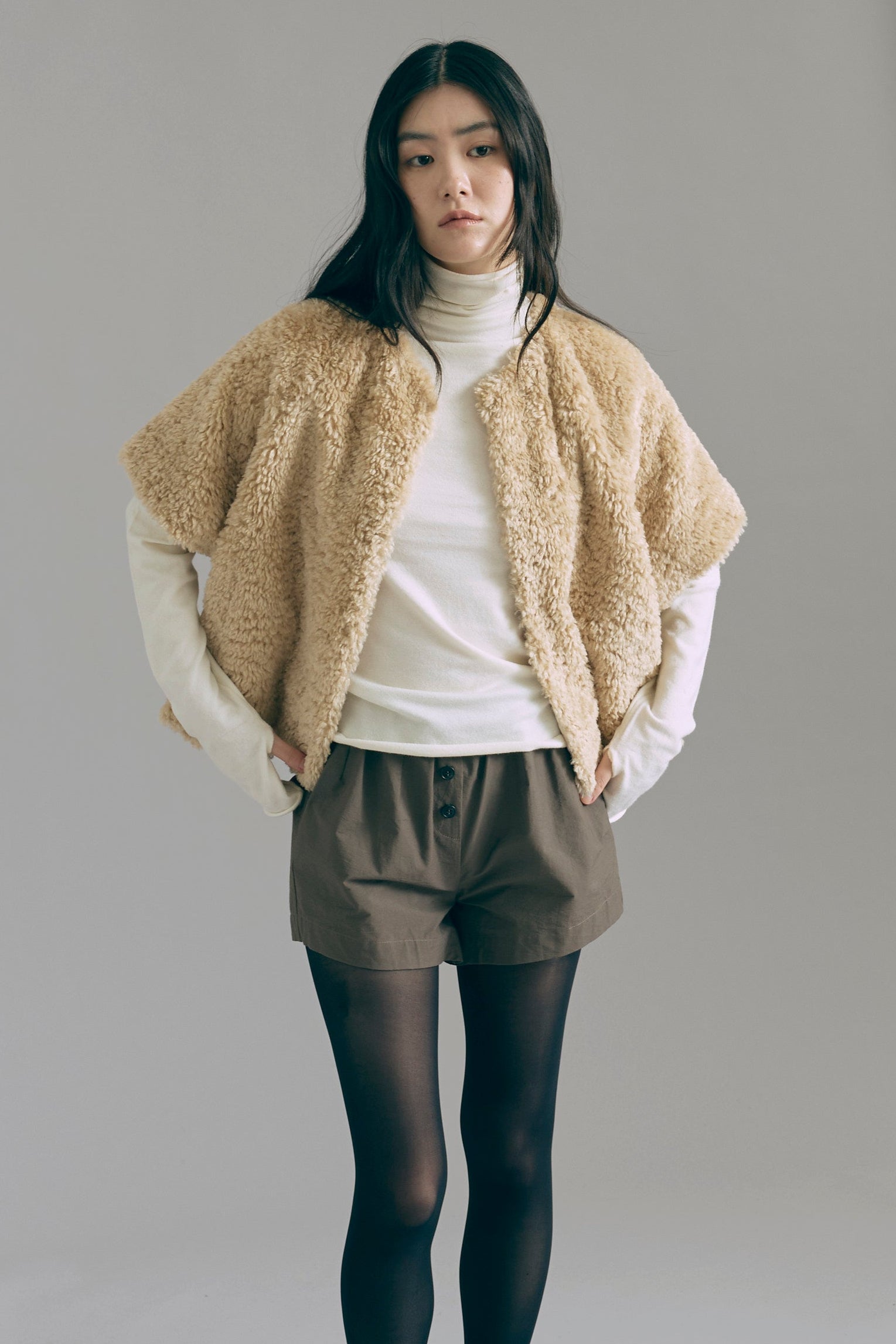 Short Sleeve Fur Jacket