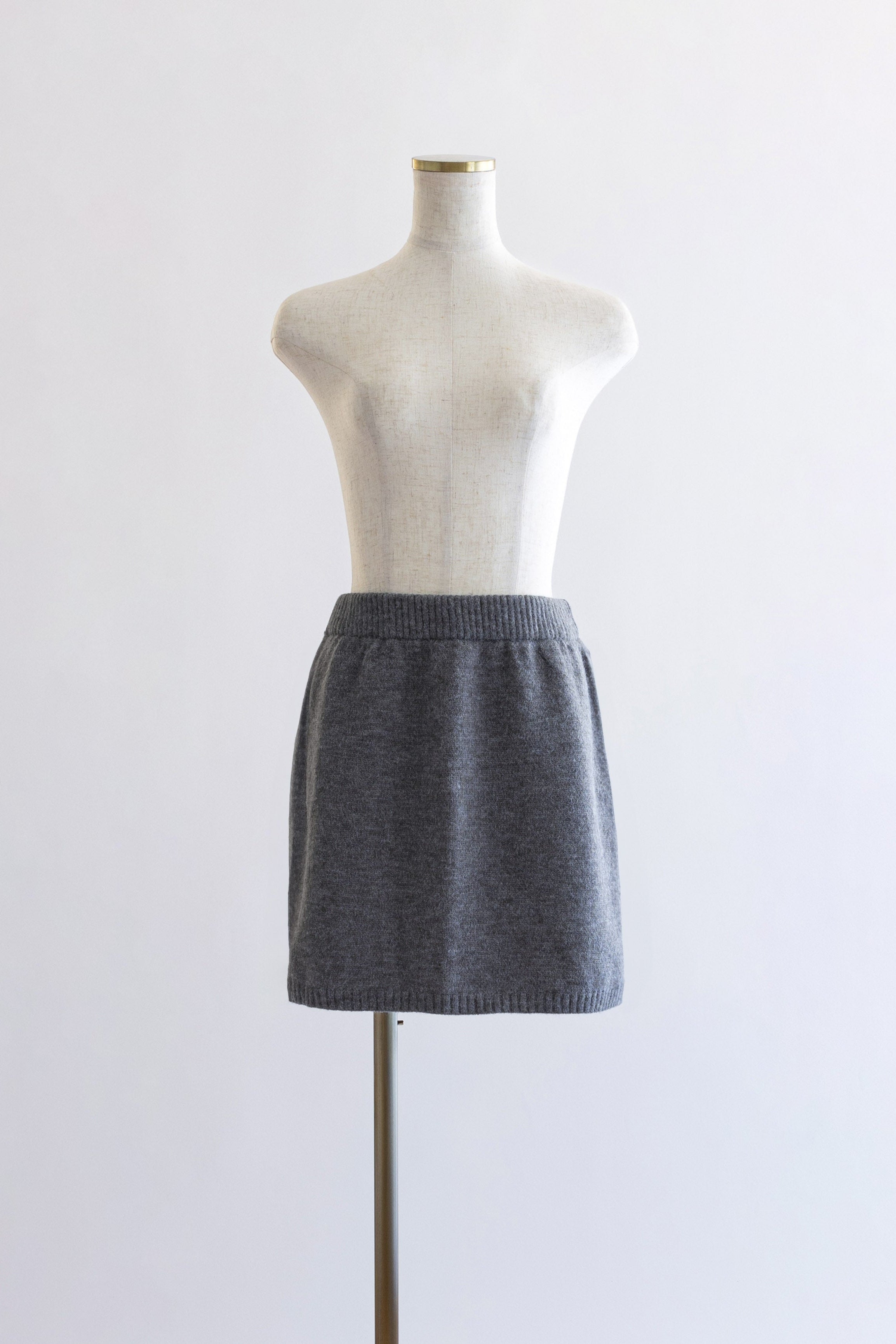 Alpaca-Touch Knit Mini Skirt 杢グレー