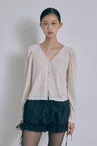 2Way Sheer Velour Puff tops アイボリー size:F model:175cm SENPING
