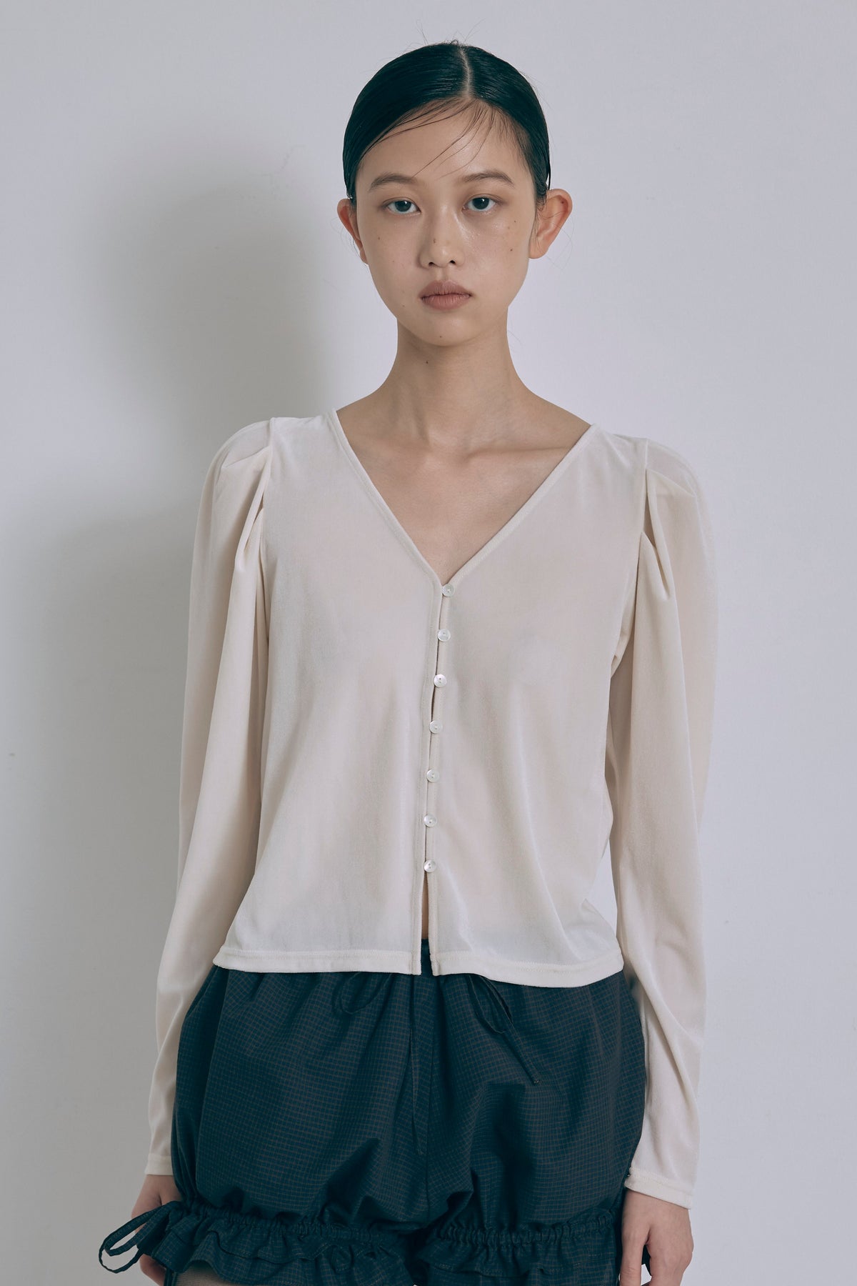 2Way Sheer Velour Puff tops アイボリー size:F model:175cm SENPING