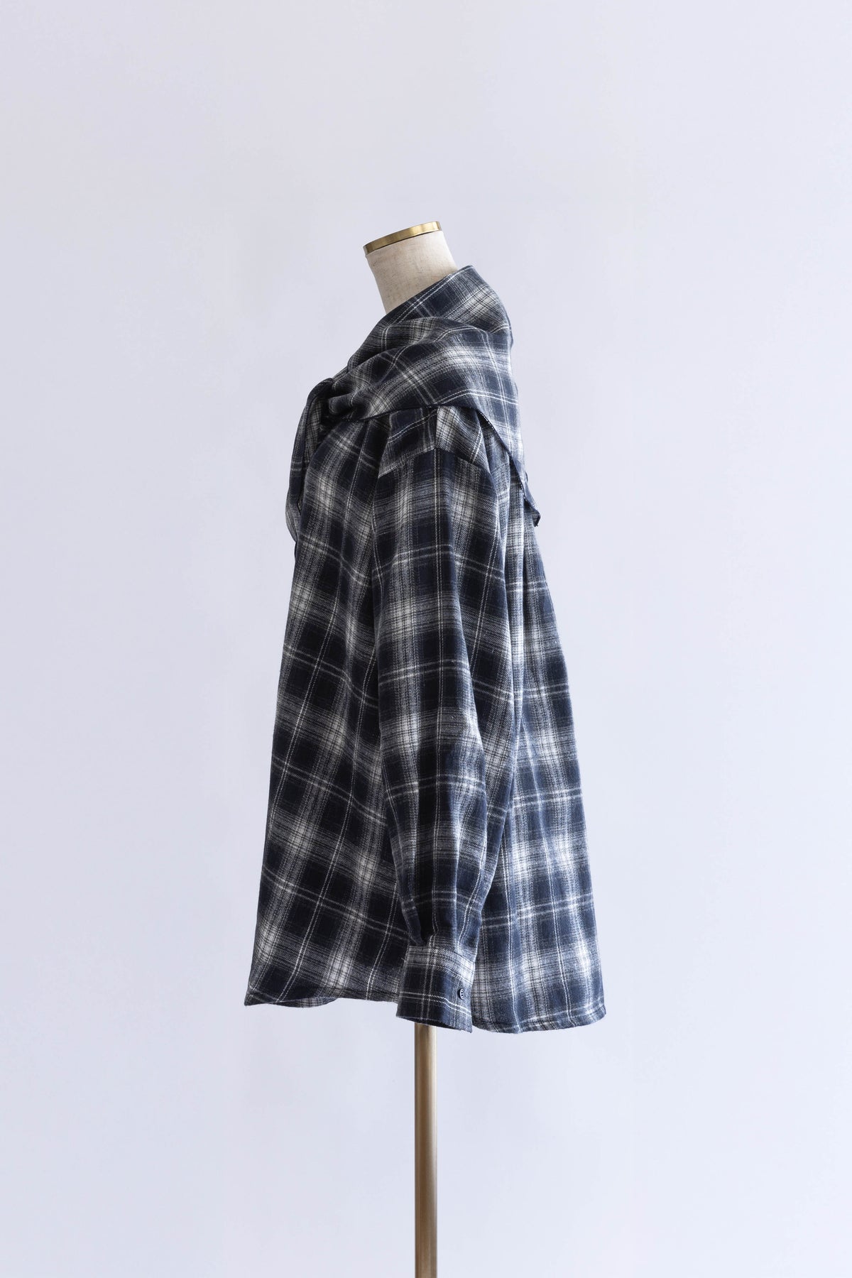 Layered Stole Flannel Shirt ネイビー