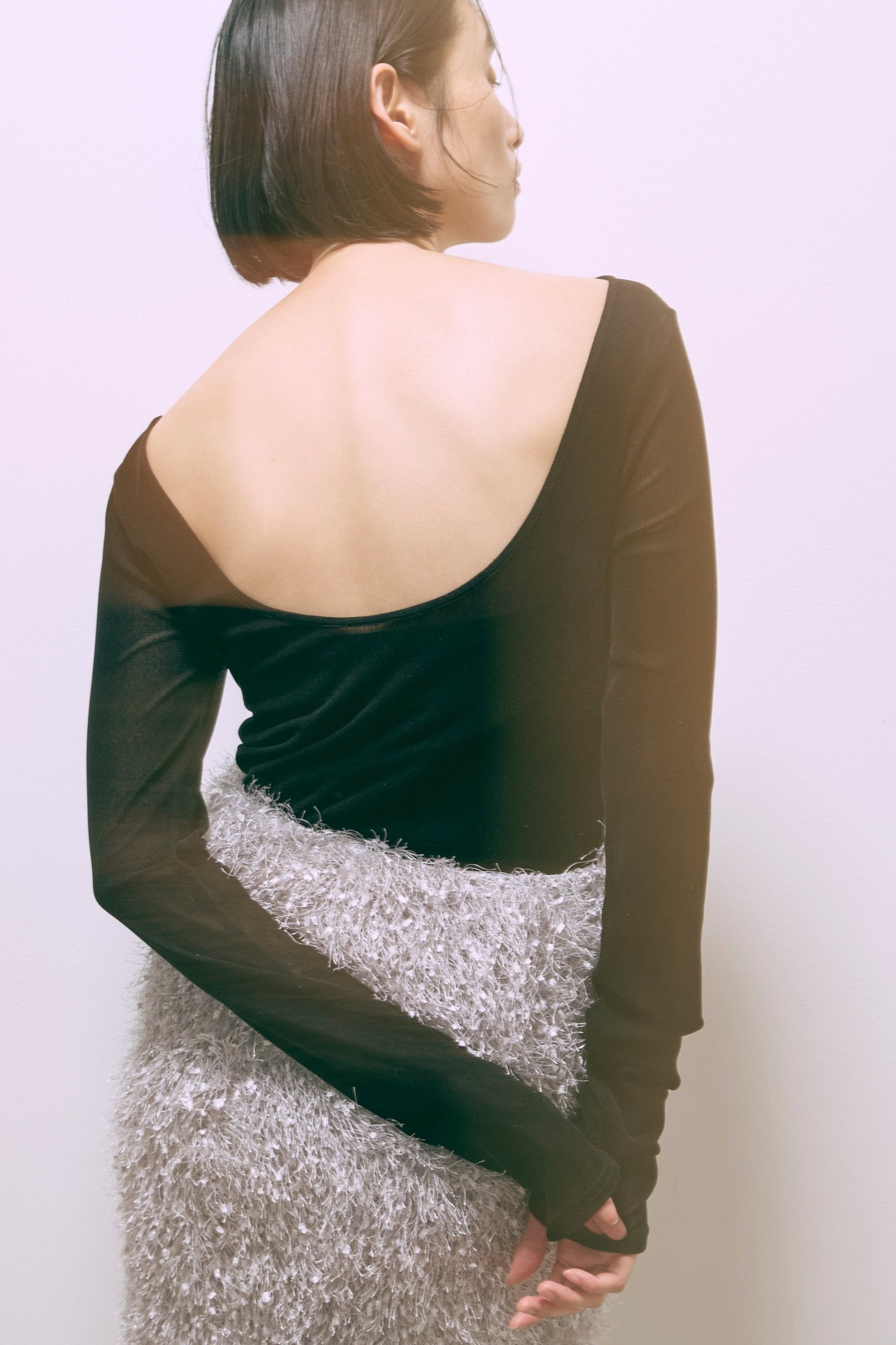 Flocked Tulle Back Open Top
