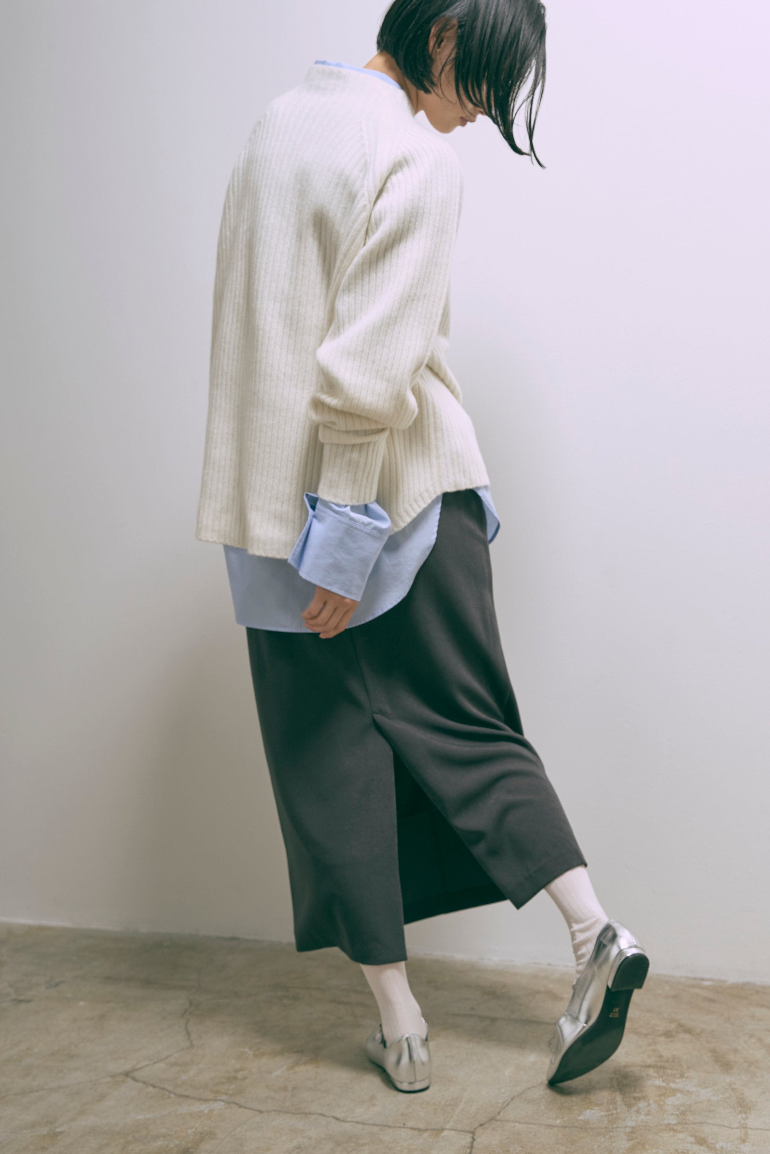 【Set Up】Faux Suede Straight Skirt