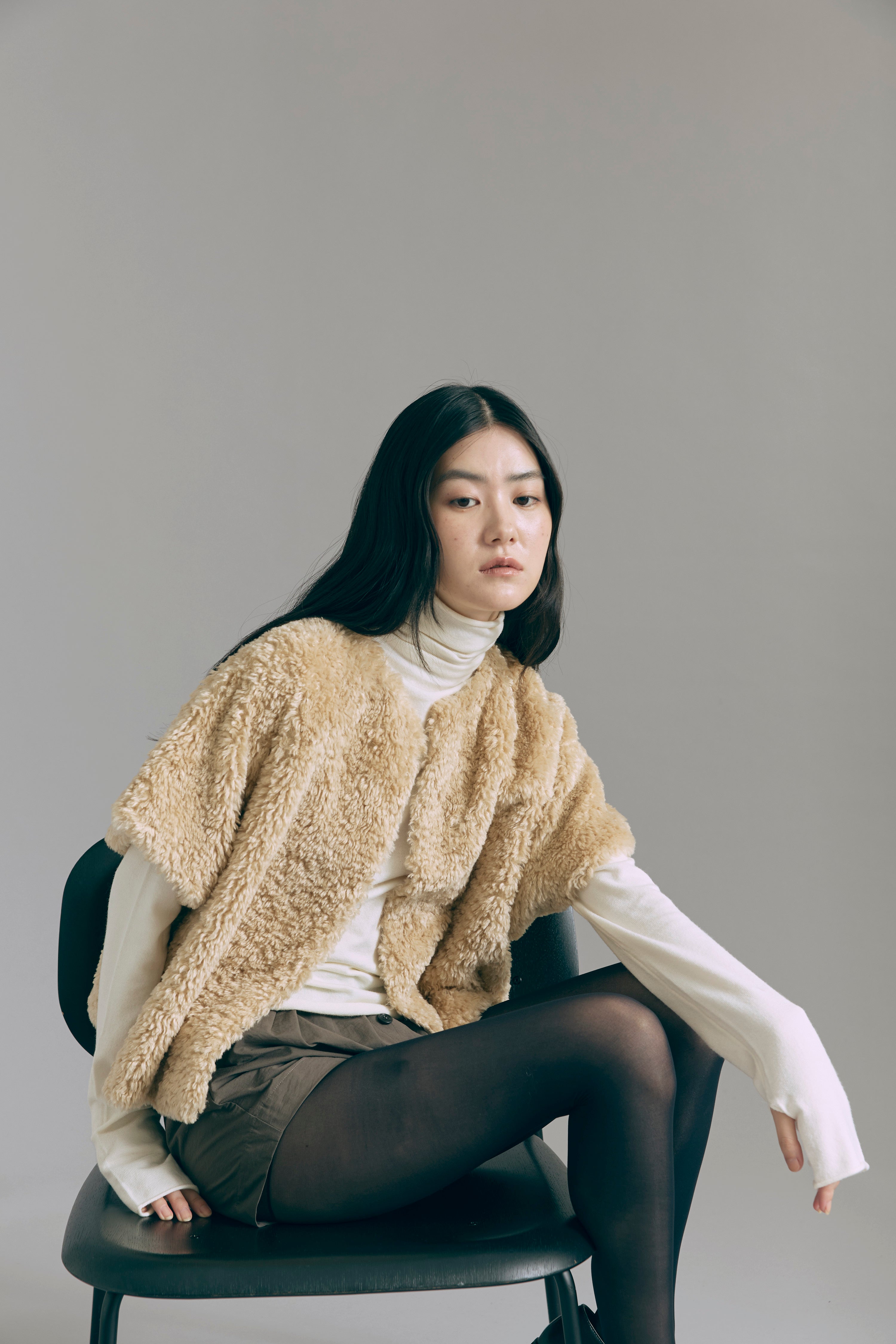 Short Sleeve Fur Jacket