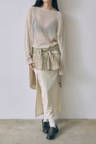 Velour Snap-Detail I-Line Skirt アイボリー size:F model:171cm YUUMIKO