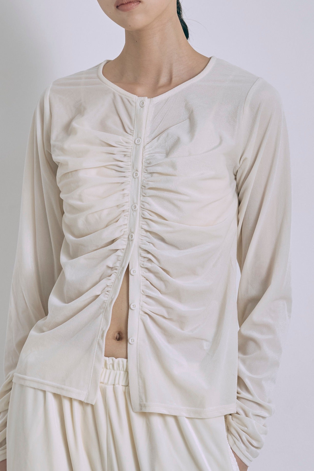 Sheer Velour Draped Cardigan