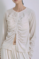 Sheer Velour Draped Cardigan