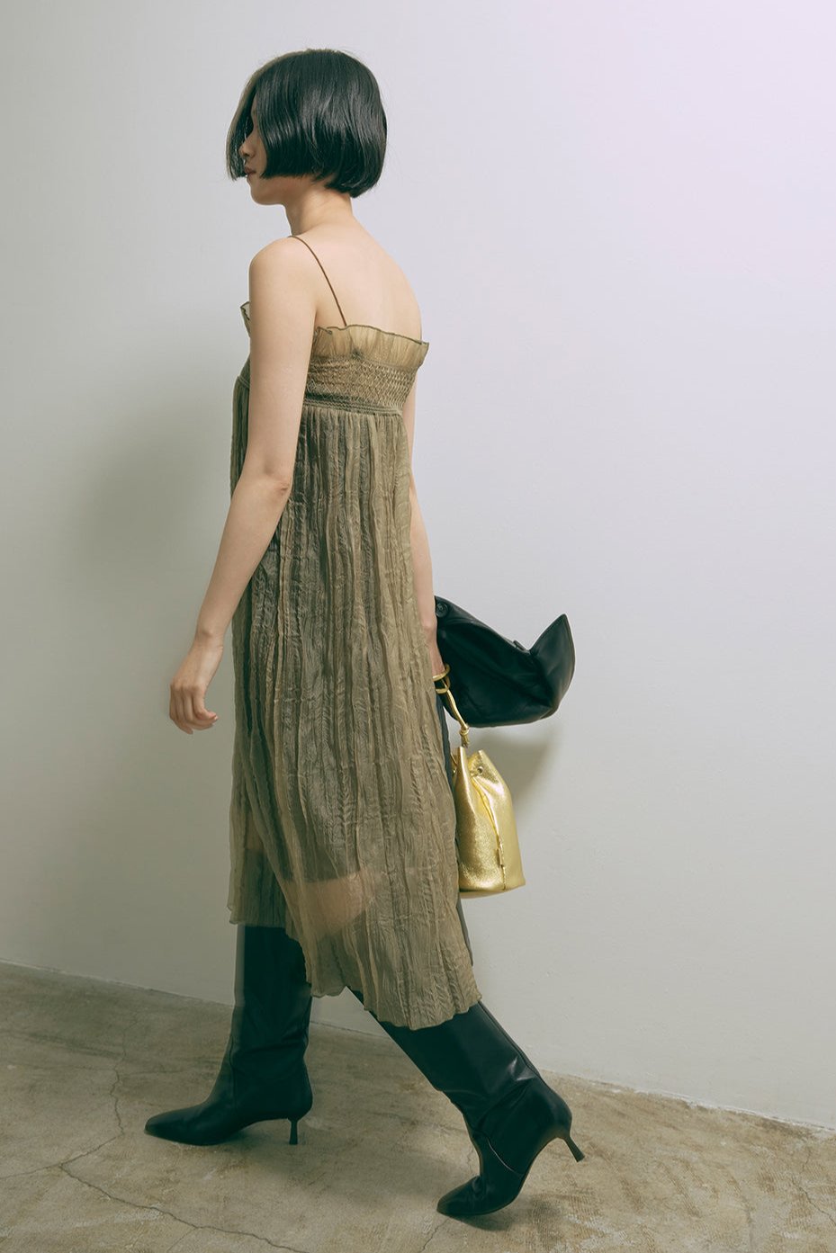 2Way Sheer Crinkled Skirt Dress