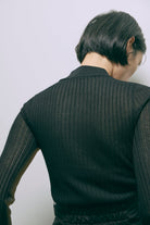 Bottleneck Sheer Rib Knit